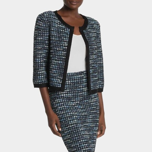 NWT St. John Martinique Blue Tweed Jacket, Blazer, Cardigan Size 10 - Picture 2 of 8